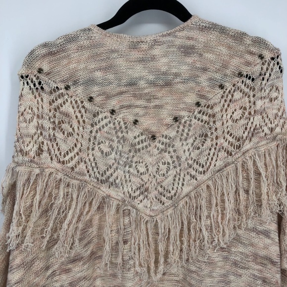 Knox Rose Womens Cardigan Size M Western Fringe Boho Open Front Crochet Dolman - Picture 8 of 12